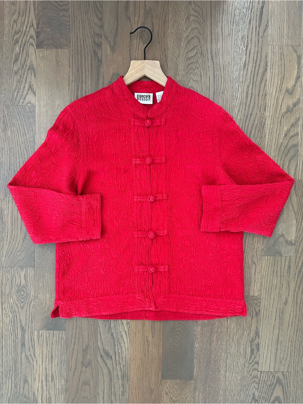 Vintage Chico's Embroidered Wool/Silk Frog Closure Jacket Red 0 / Small